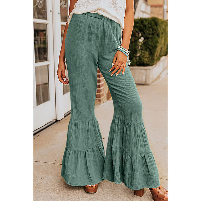 Textured High Waist Flared Pants