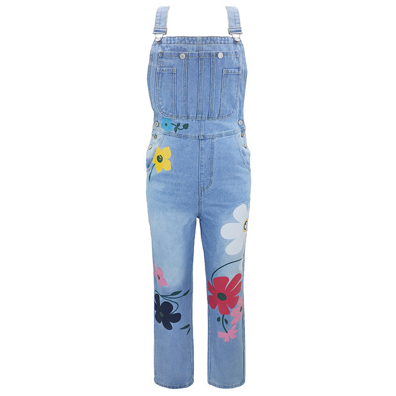 Printed Suspender Jeans