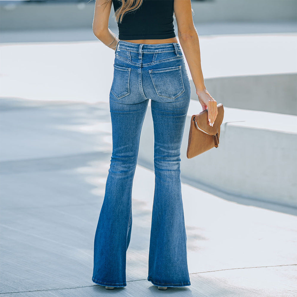 High Rise Stretch Flared Jeans