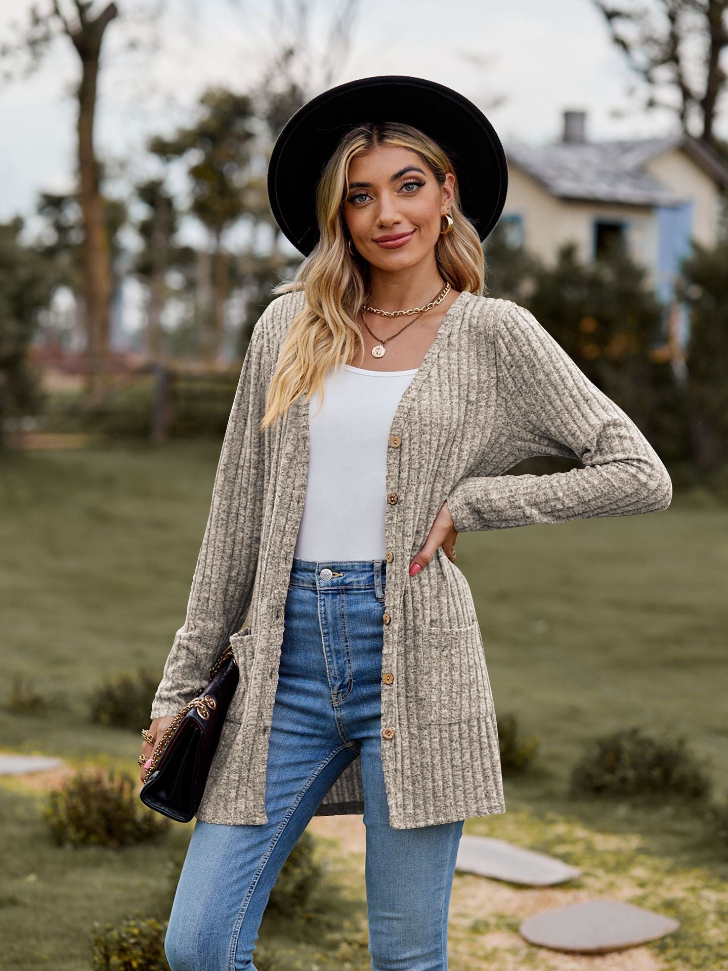 Brushed Pit Stripe Cardigan Jacket