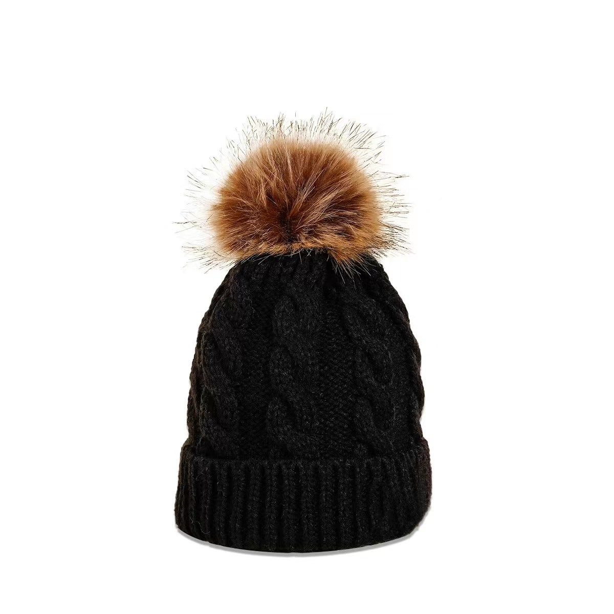 Fur Ball Knitted Hat