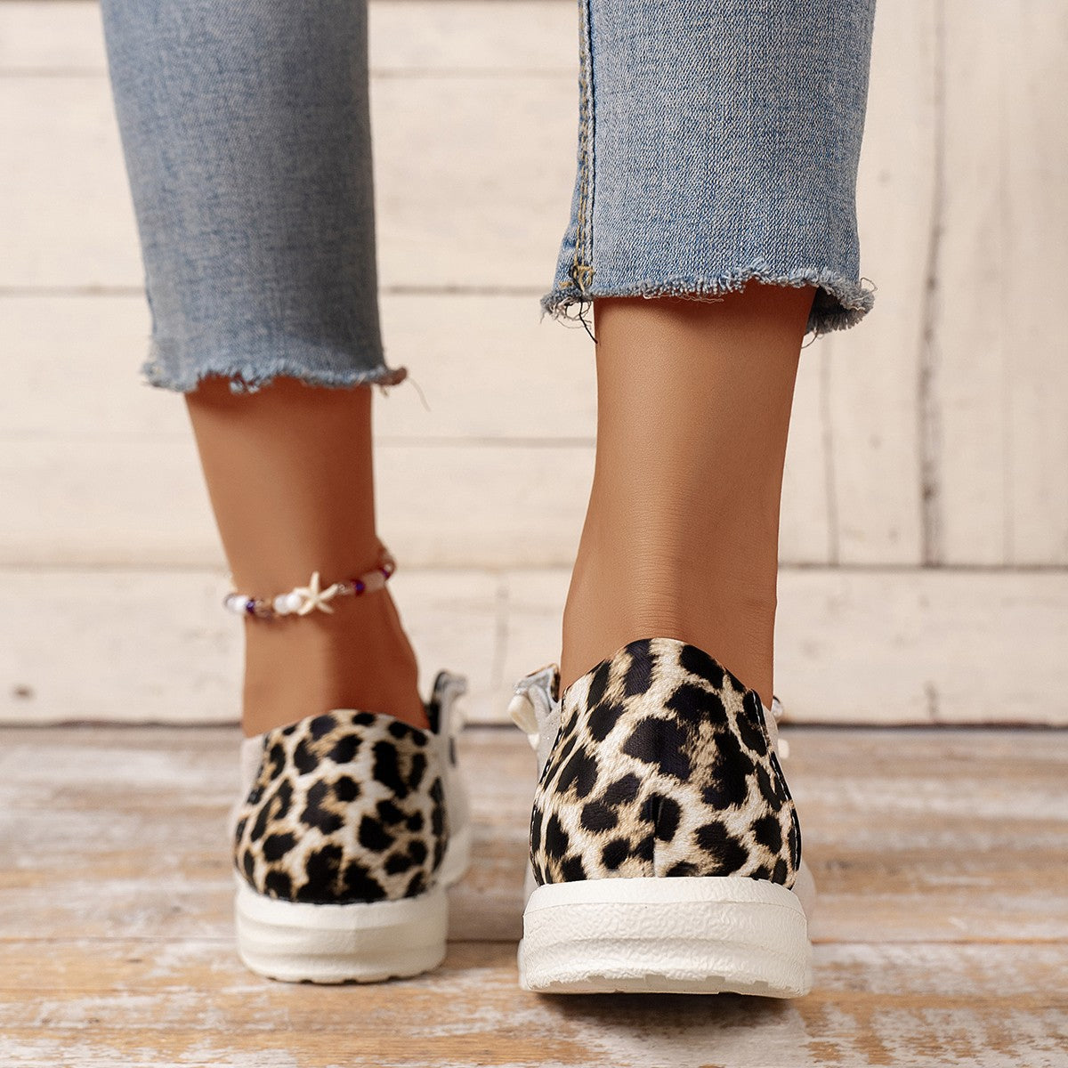 Color-block Leopard-Print Sequined Loafers