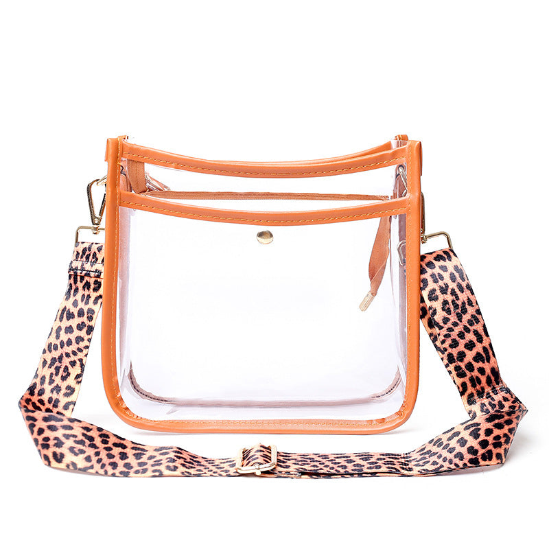 Transparent PVC Leopard Print Shoulder Strap Crossbody Bag