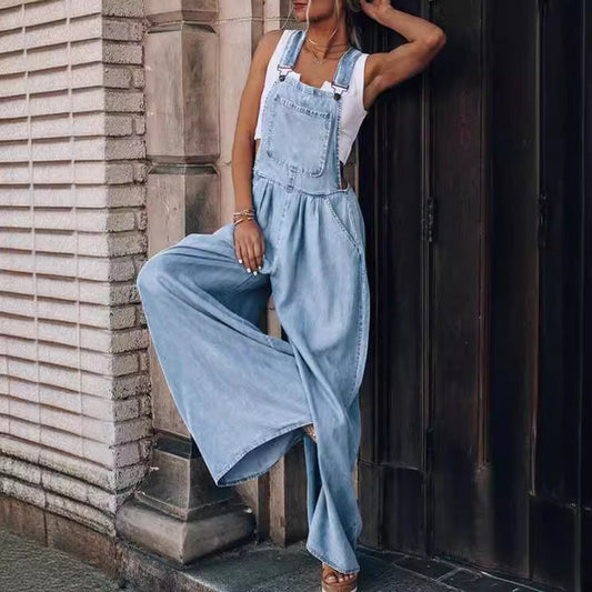 Pocket Denim Overalls