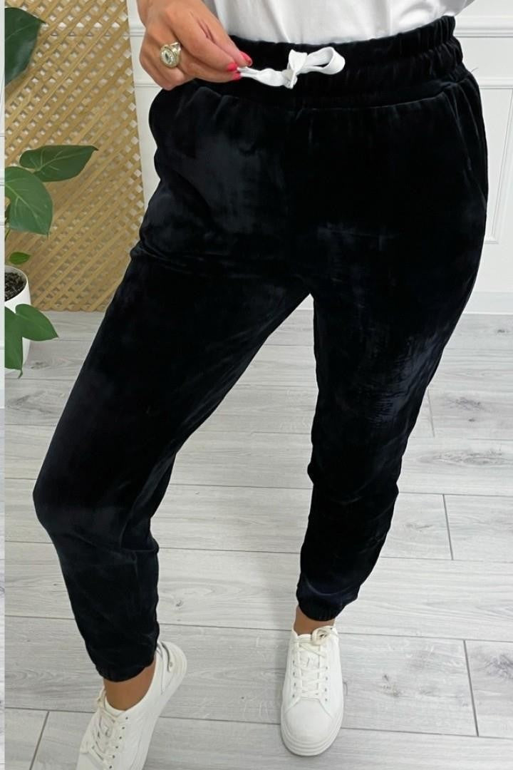 Drawstring Velvet Jogger Pants