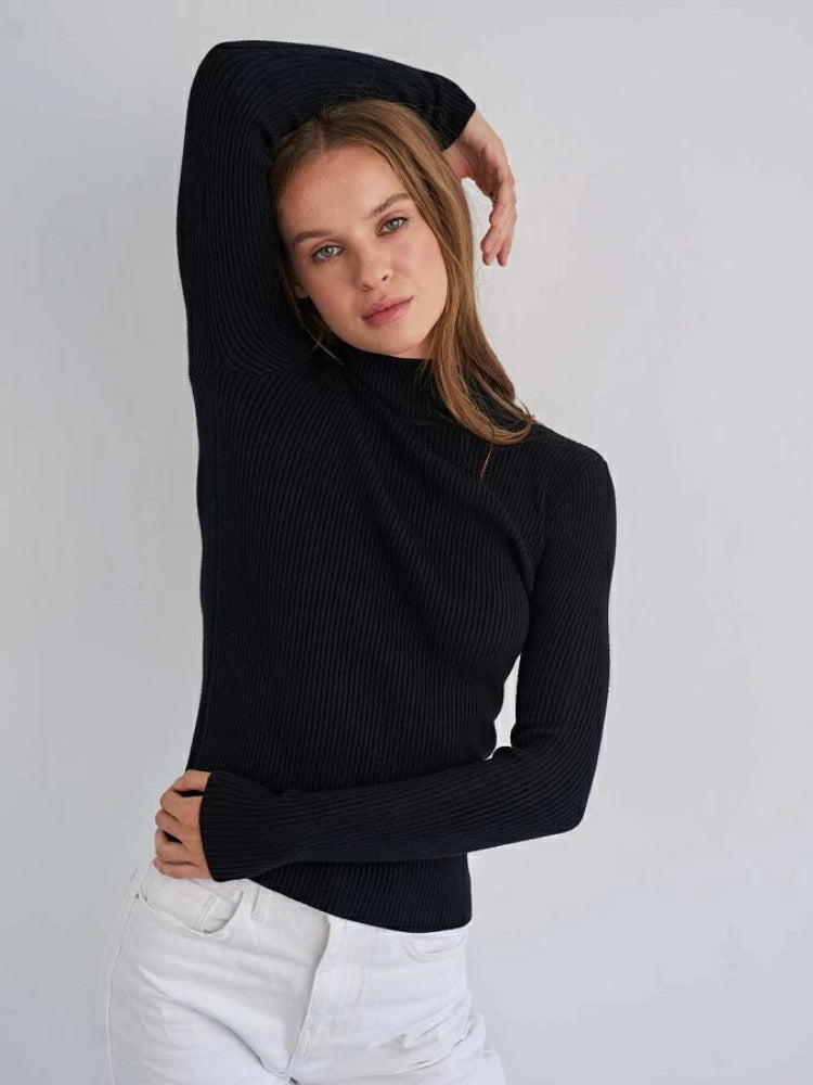 Basic Solid Color Half Turtleneck Sweater