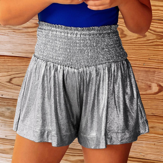 Elasticated Waist Drape Glitter Shorts