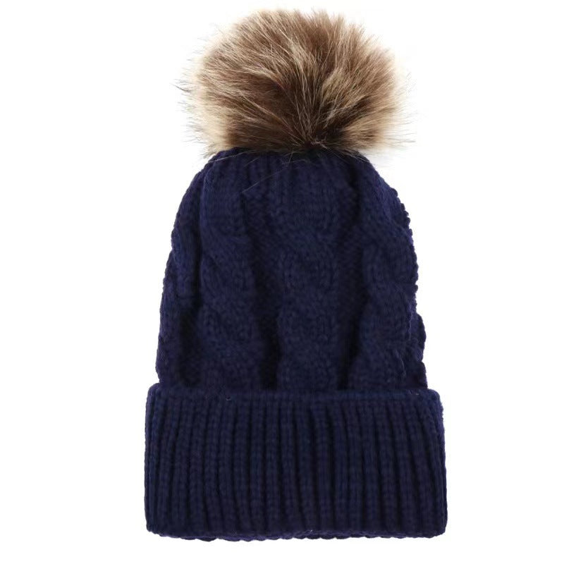 Fur Ball Knitted Hat