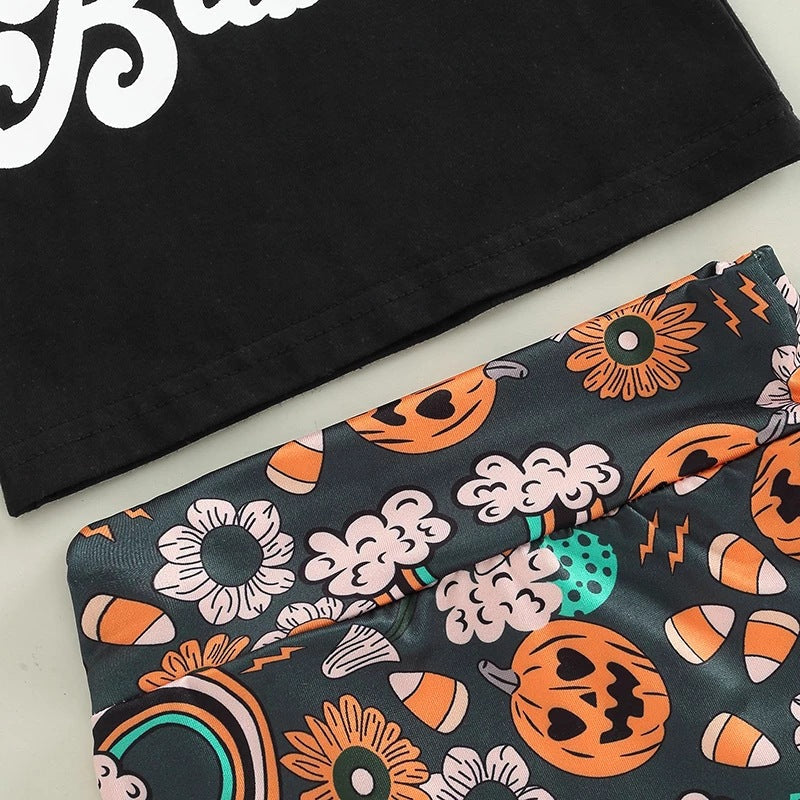 Halloween Print Top + Shorts Set