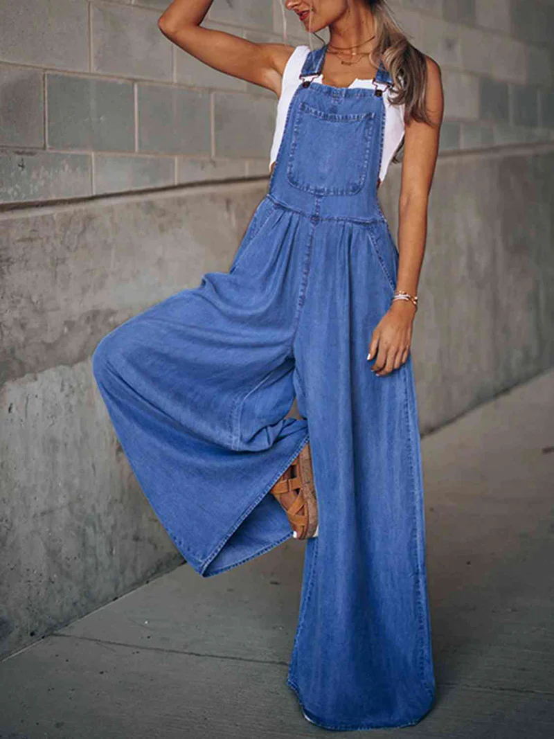 Pocket Denim Overalls