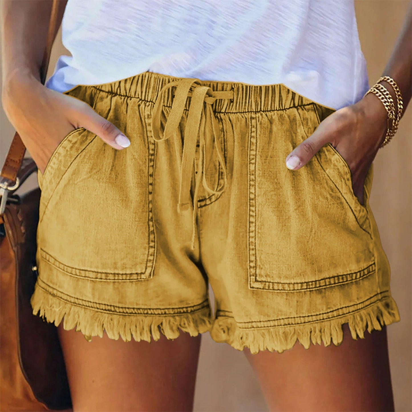 Pocket Frayed Tencel Shorts