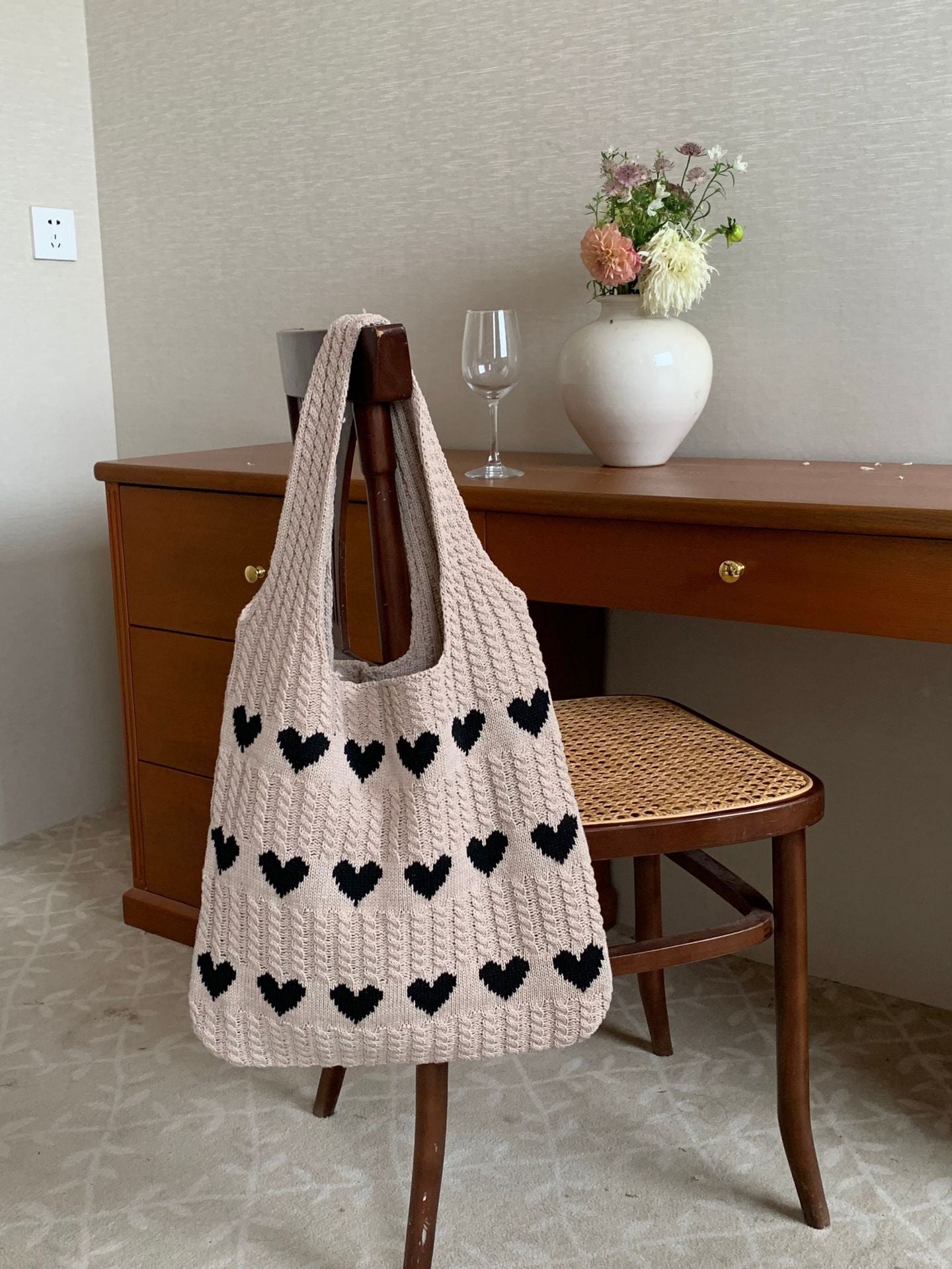 Flower Knitted Large Single Shoulder Bag