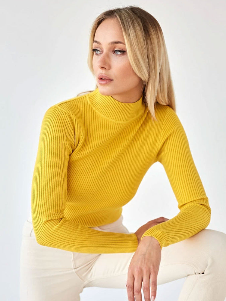 Basic Solid Color Half Turtleneck Sweater