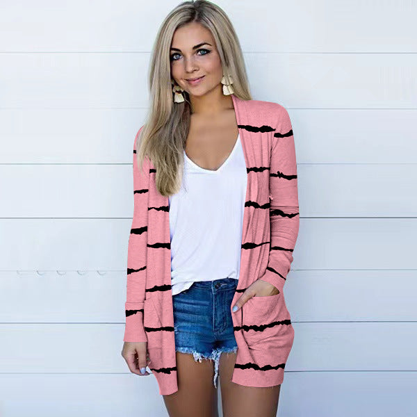 Printed Long Sleeve Cardigan