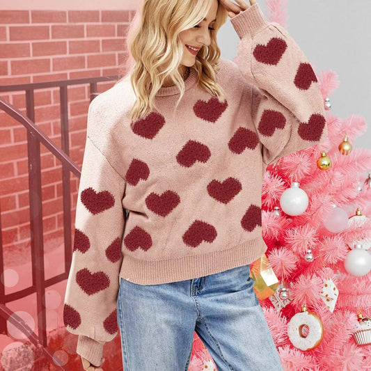 Valentine Heart Wool Knitted Sweater