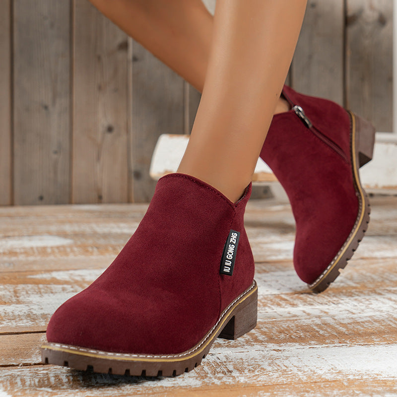 Women's Retro Rrosted Ankle Boots