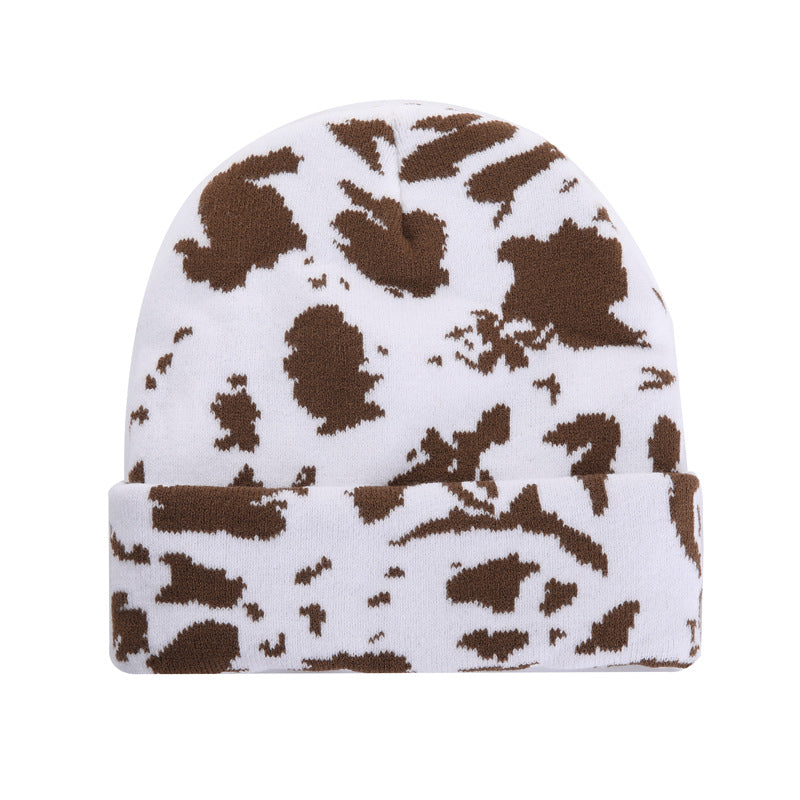 Cow Print Knitted Hat