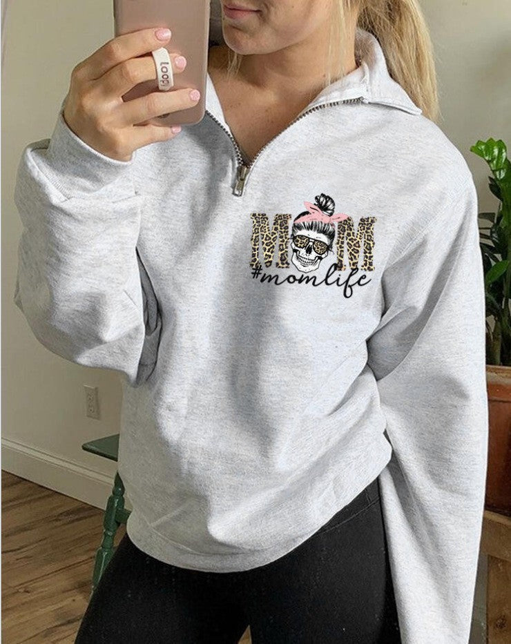 Printed Zip Sweatshirt