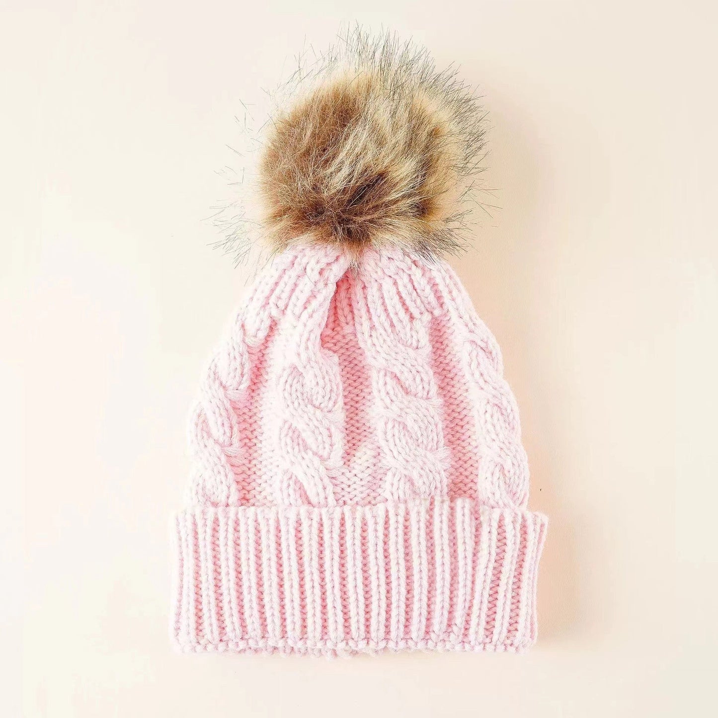 Fur Ball Knitted Hat