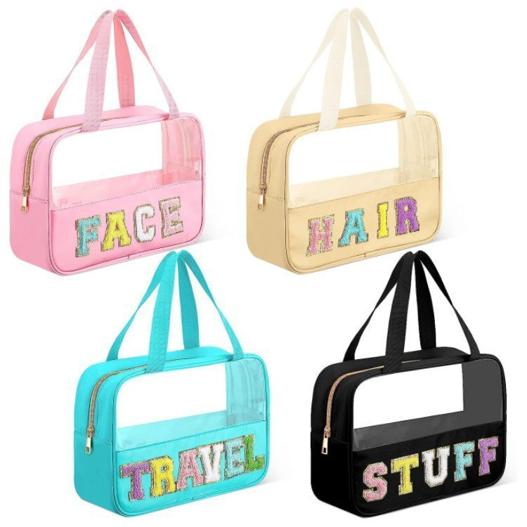 Letter Hand Translucent Cosmetic Bag