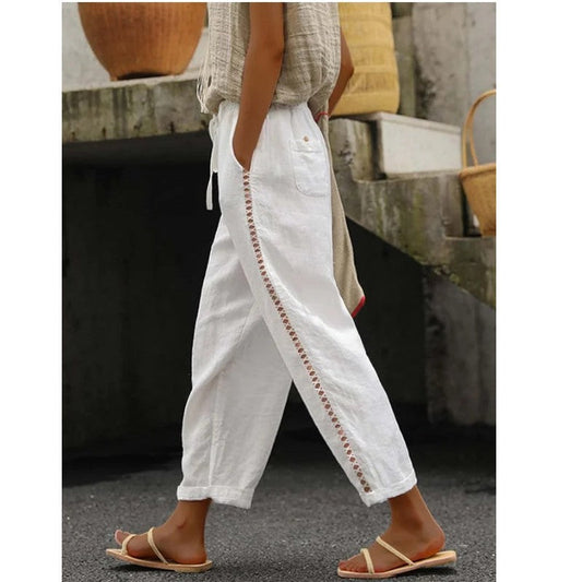 Cotton Linen Casual Cropped Pants