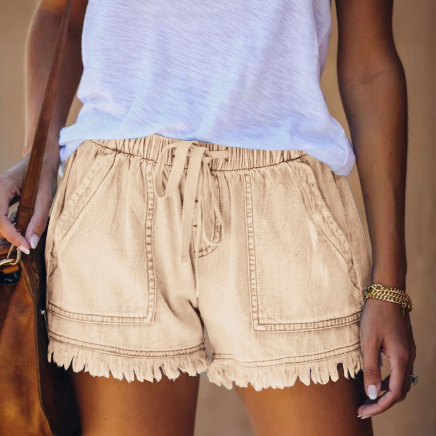 Pocket Frayed Tencel Shorts