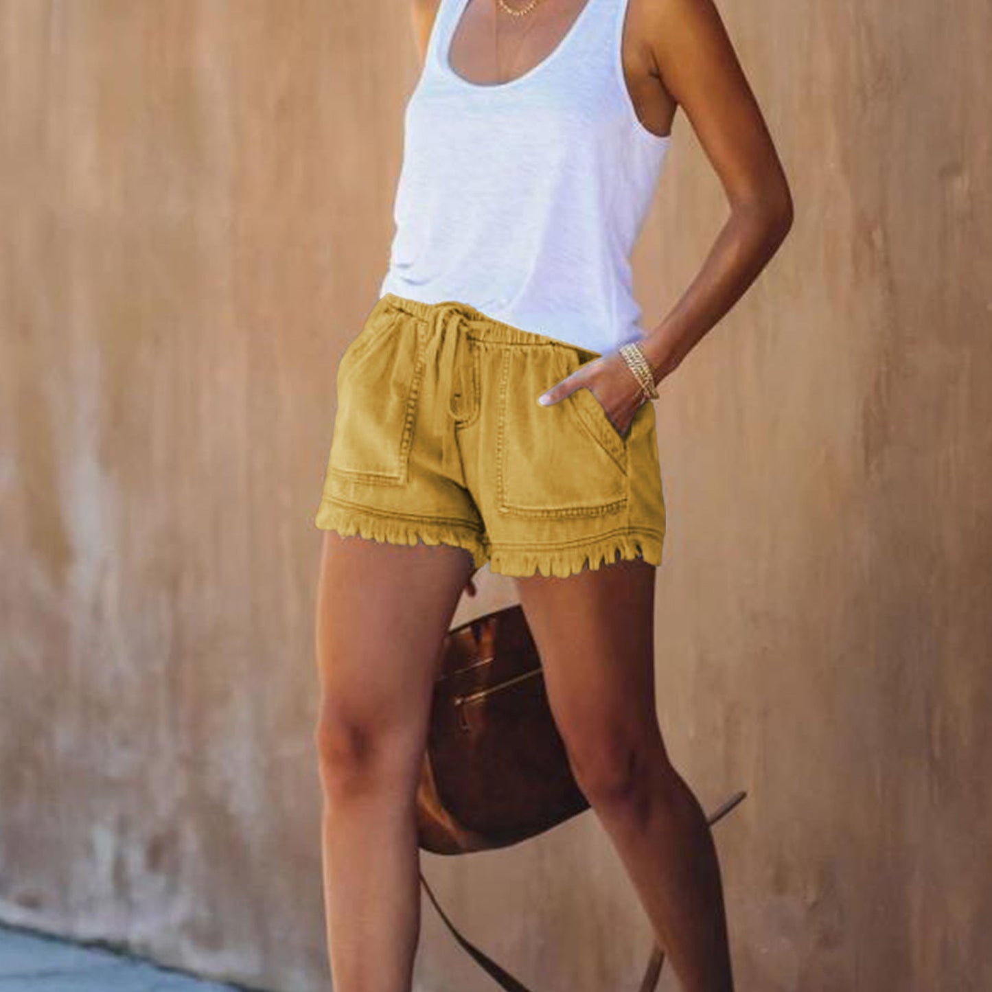 Pocket Frayed Tencel Shorts