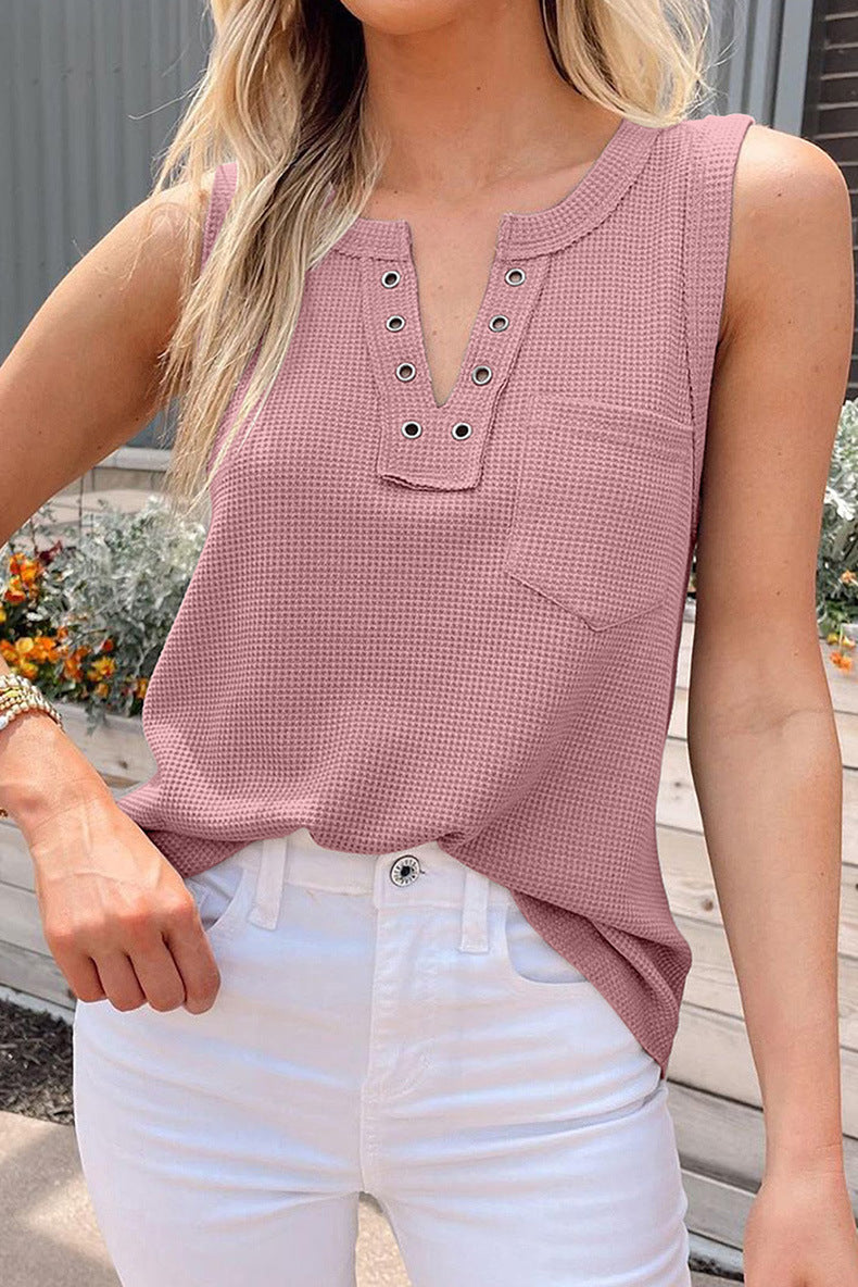 Solid Color V Neck Tank Top