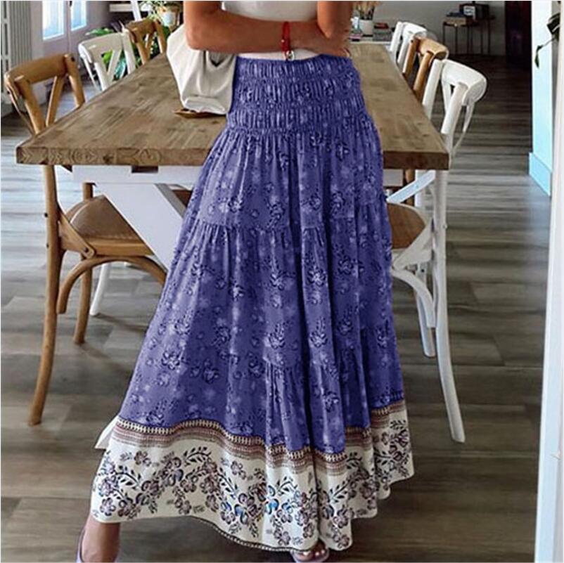 Floral Print High Waist Maxi Skirt