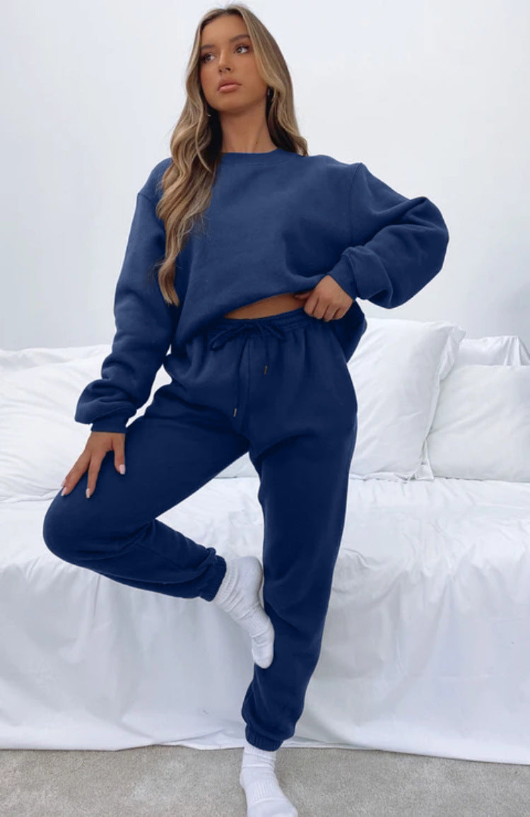 Round Neck Sweatshirt + Pants Suit