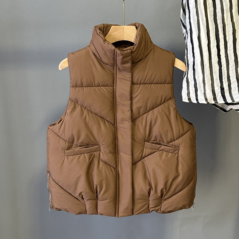 Zippered Sleeveless Down Jacket