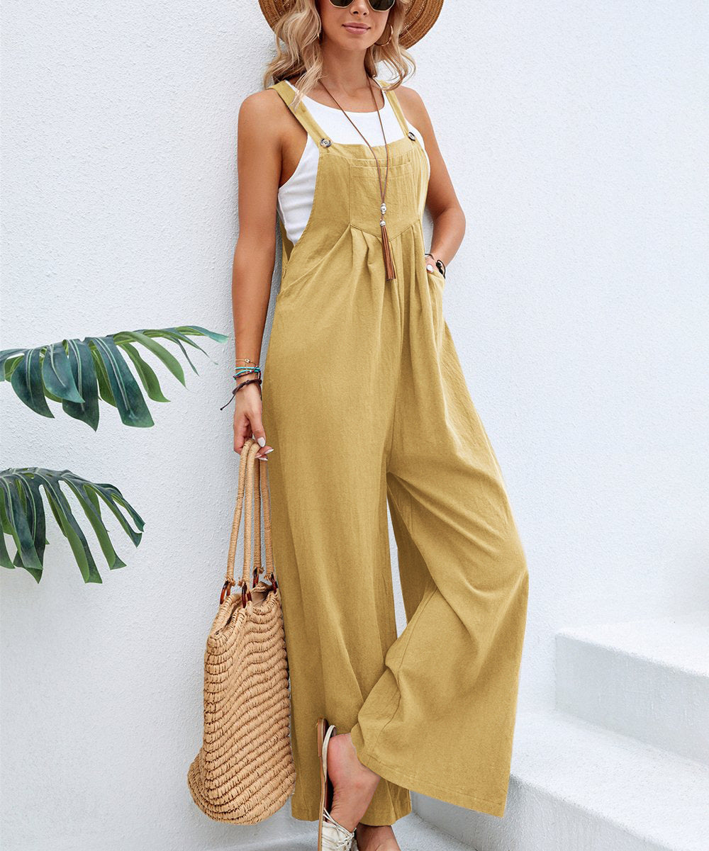 Full Size Wide Leg Overalls with Pockets