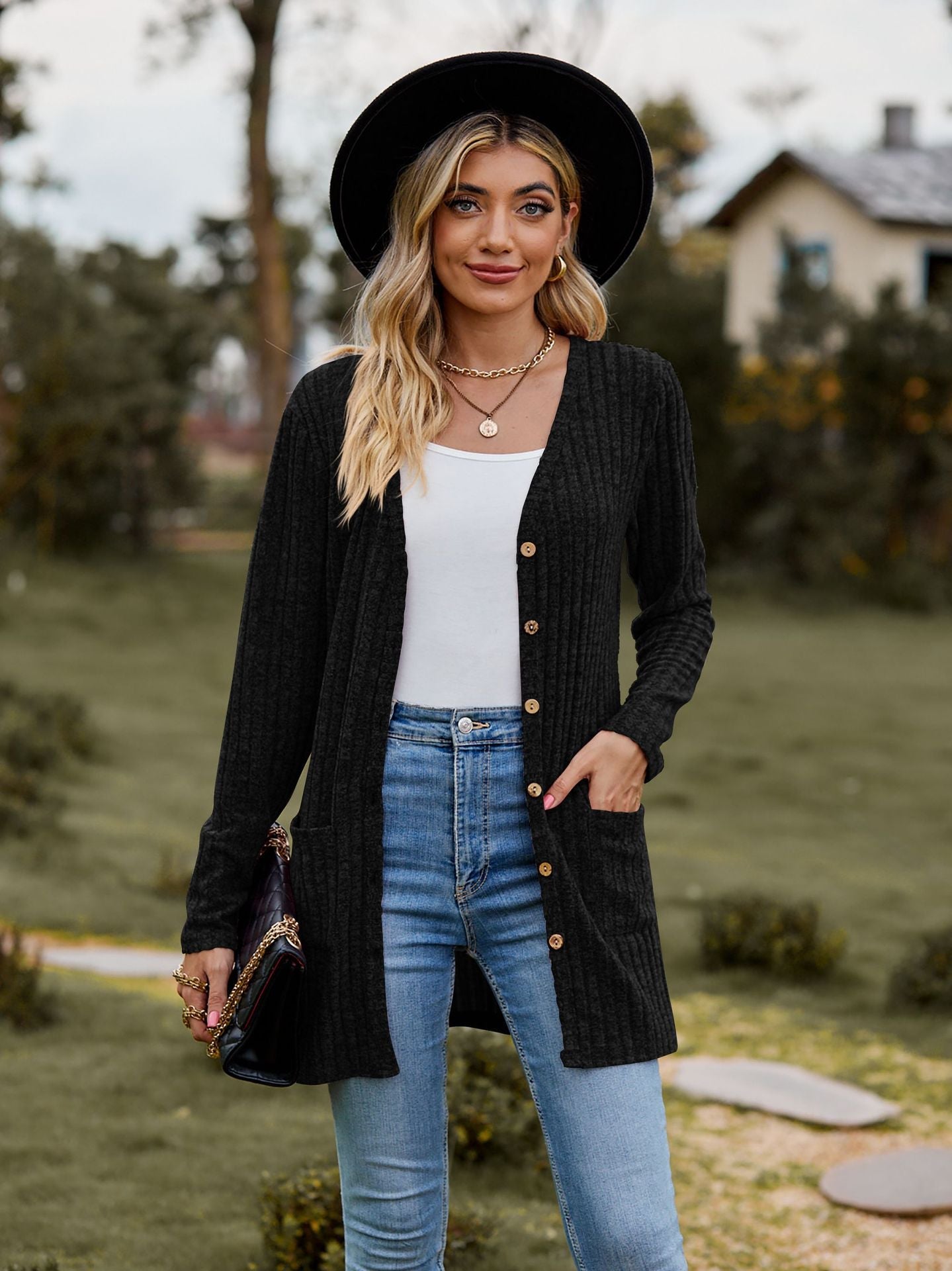 Brushed Pit Stripe Cardigan Jacket