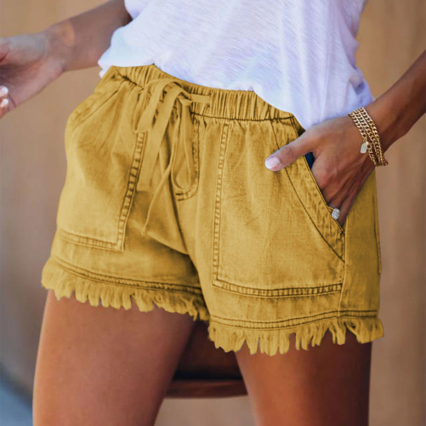 Pocket Frayed Tencel Shorts