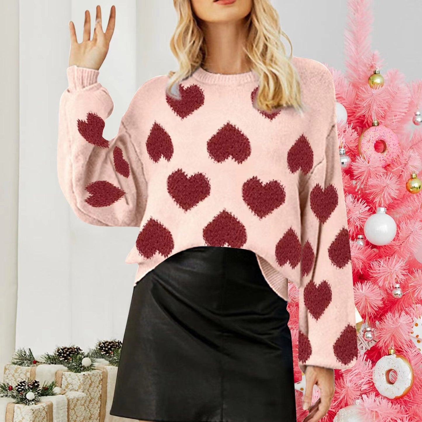 Valentine Heart Wool Knitted Sweater