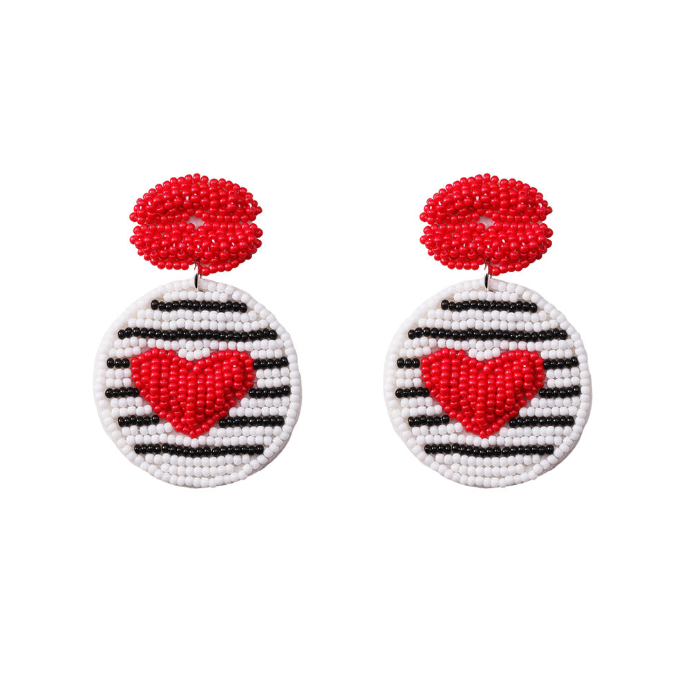 Valentine's Day Rice Bead Braided Earrings(moq:2)