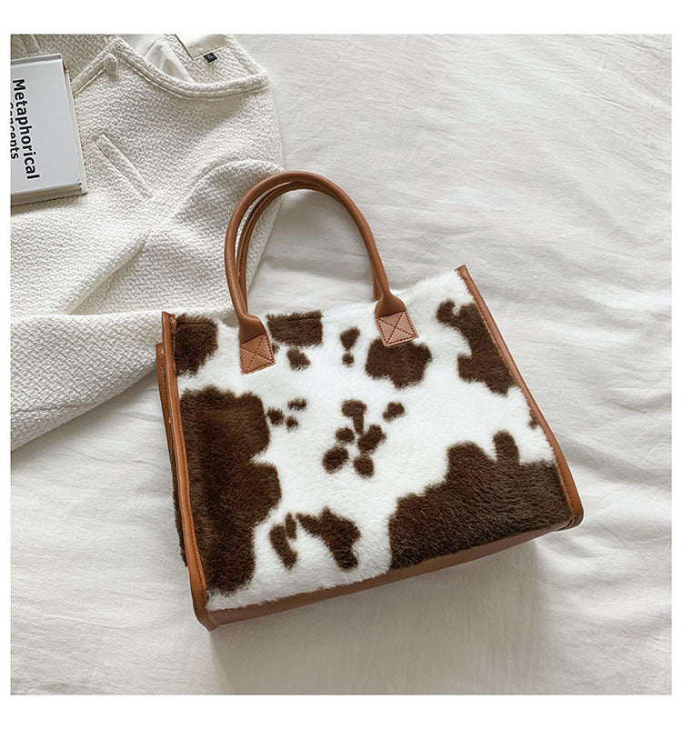 Leopard Plush Cow tote