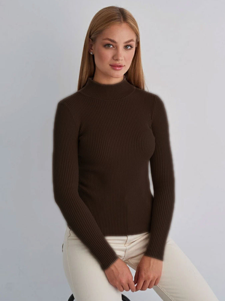 Basic Solid Color Half Turtleneck Sweater