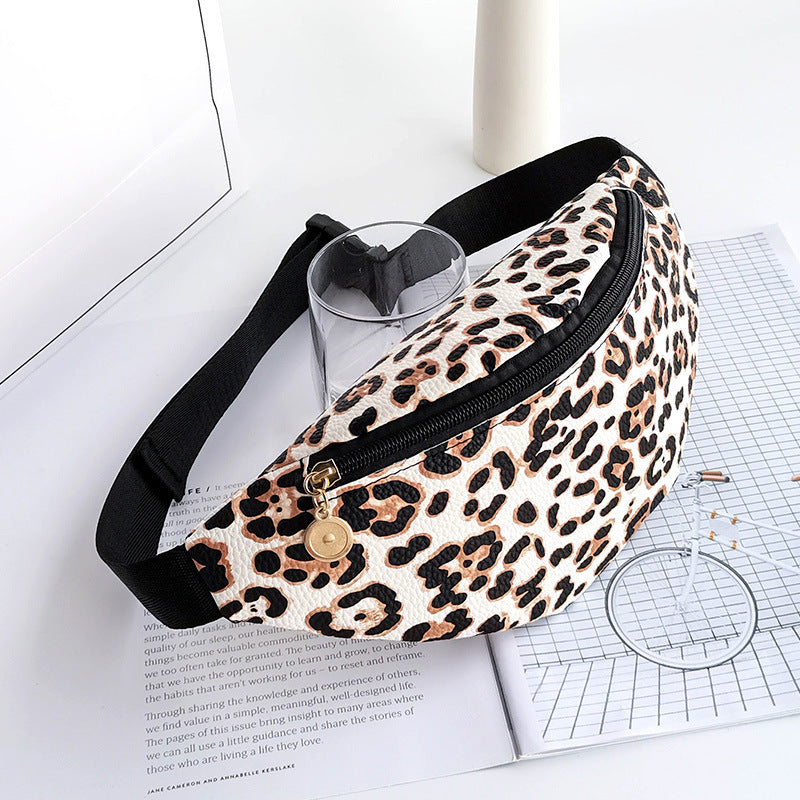 Black Animal Spots Printed Zipped Wide Strap Bag