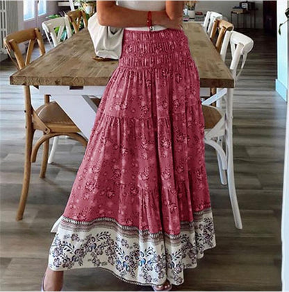 Floral Print High Waist Maxi Skirt