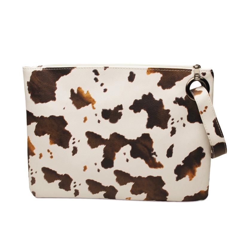 Leopard Print Cosmetic Bag Clutch Wrist Bag