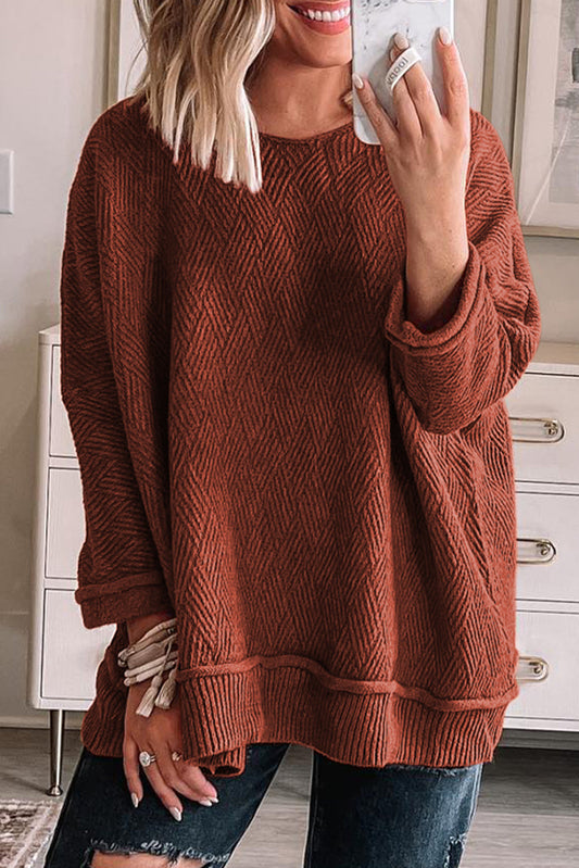 Textured Crew Neck Sweater