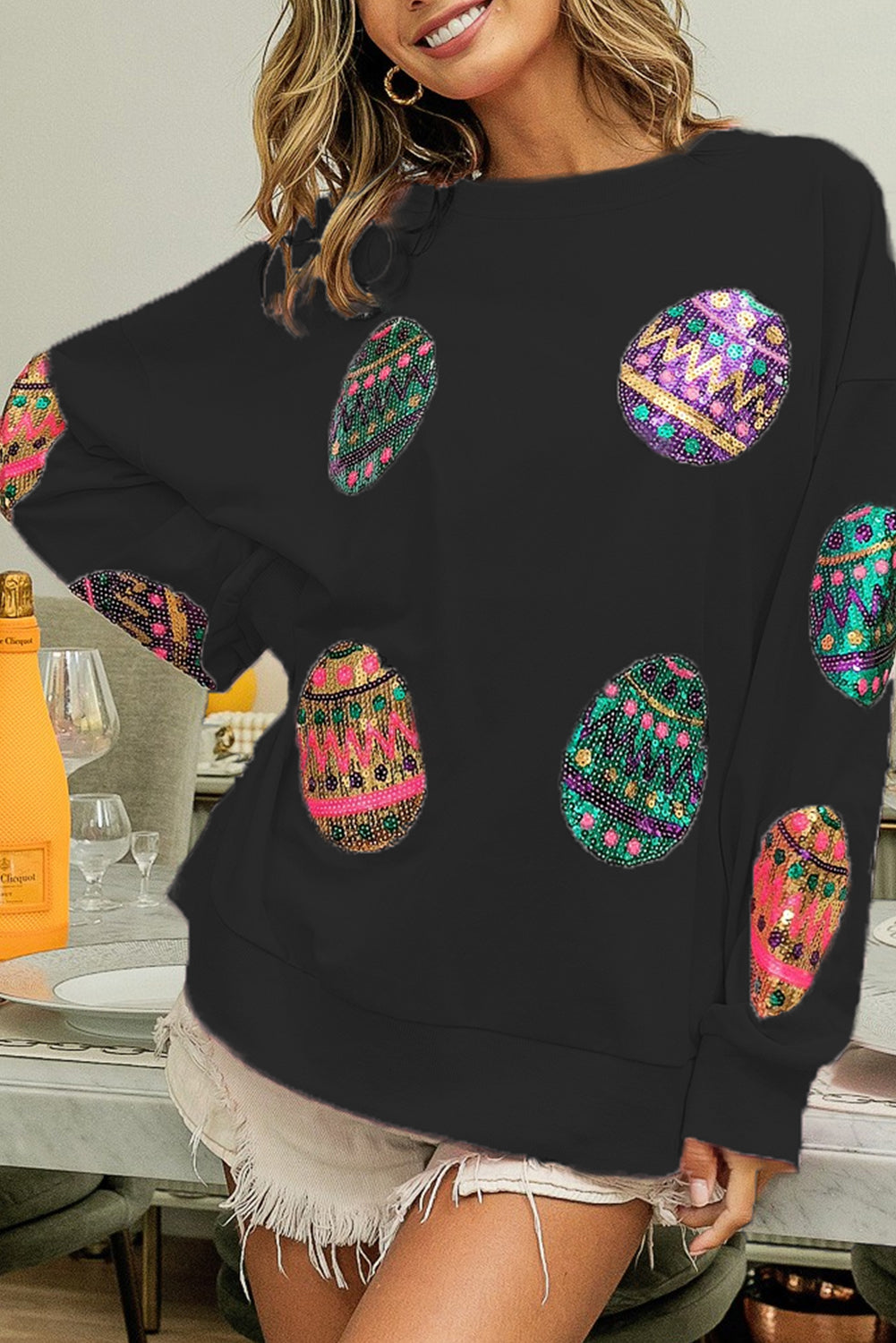 Easter Egg Drop Shoulder Oversized Sweatshirt