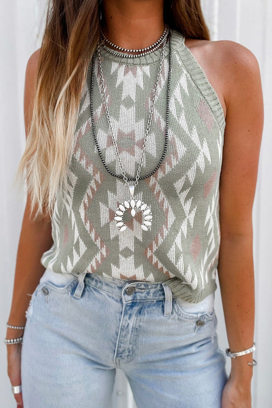 Western Tribal Knit Sweater Tank