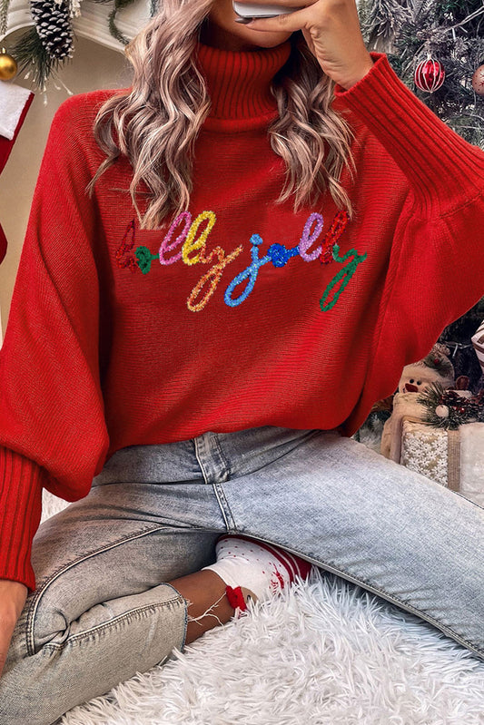 Christmas Holly Jolly Tinsel High Neck Sweater