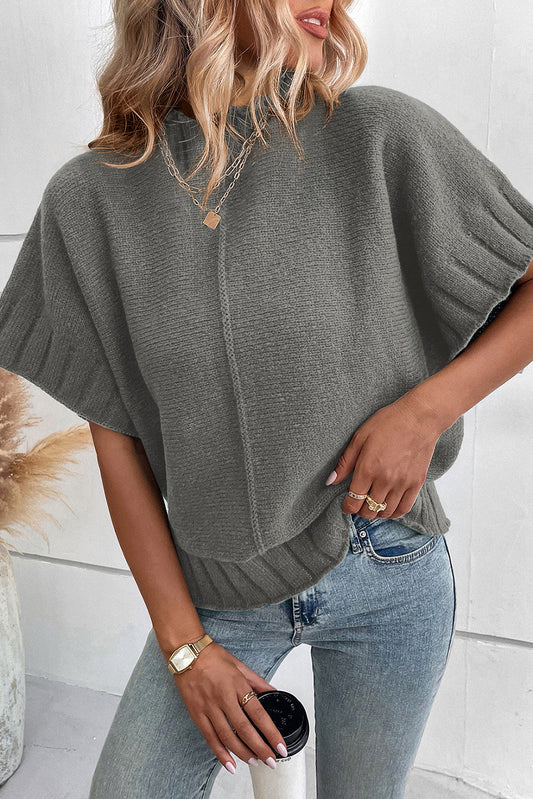 Mock Neck Batwing Knit Sweater