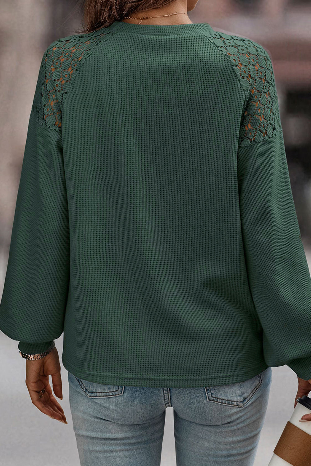 Lace Long Sleeve Textured Pullover