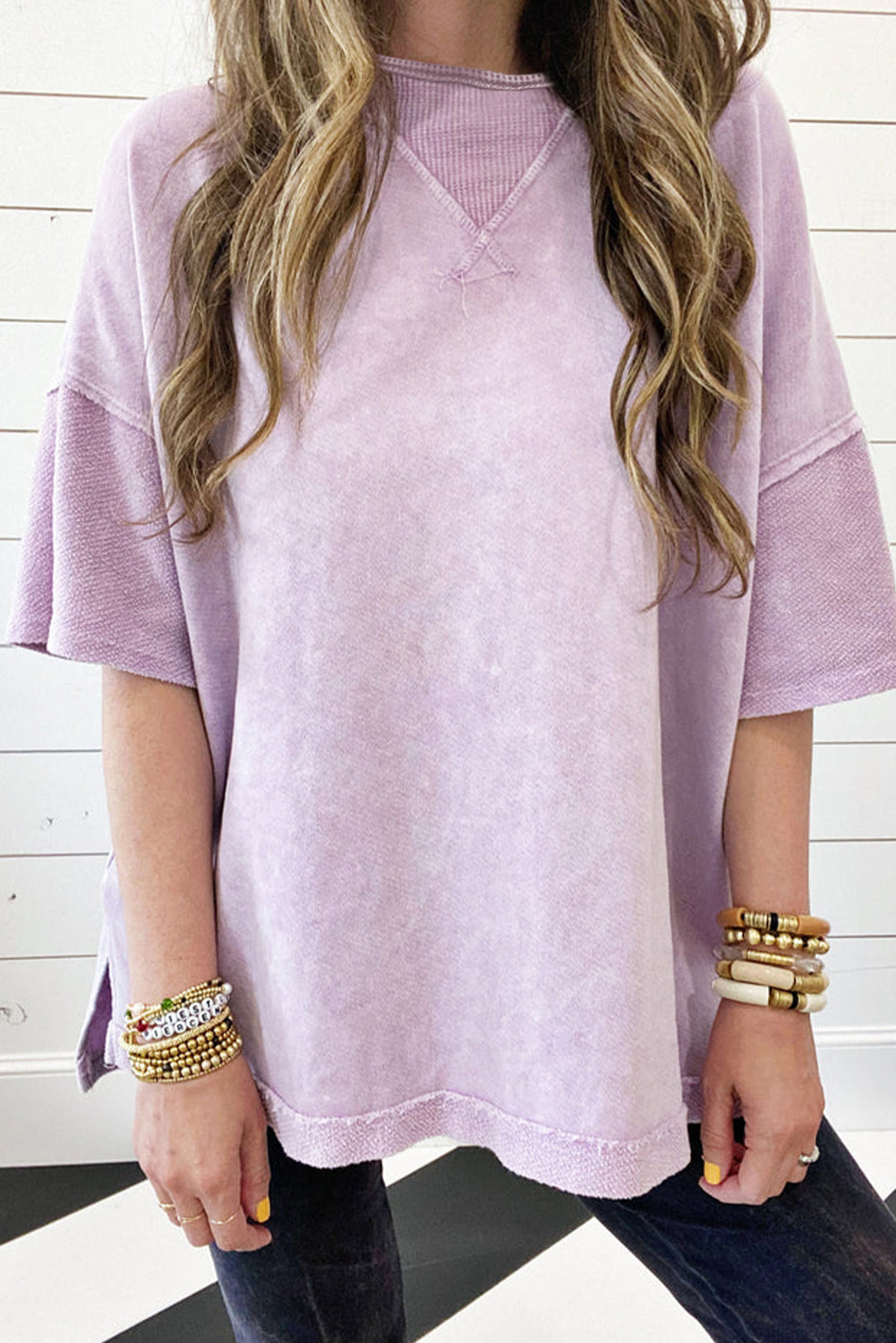 Wash Exposed Seam Oversized Tee