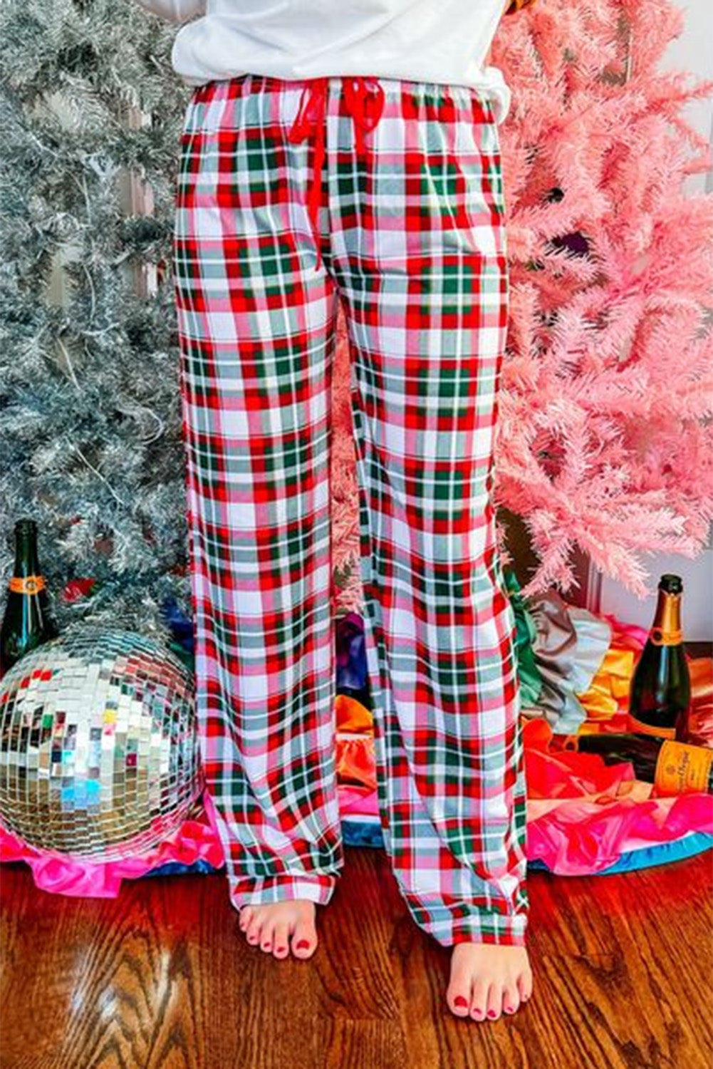 Merry Christmas Plaid Print Two Piece Lounge Set