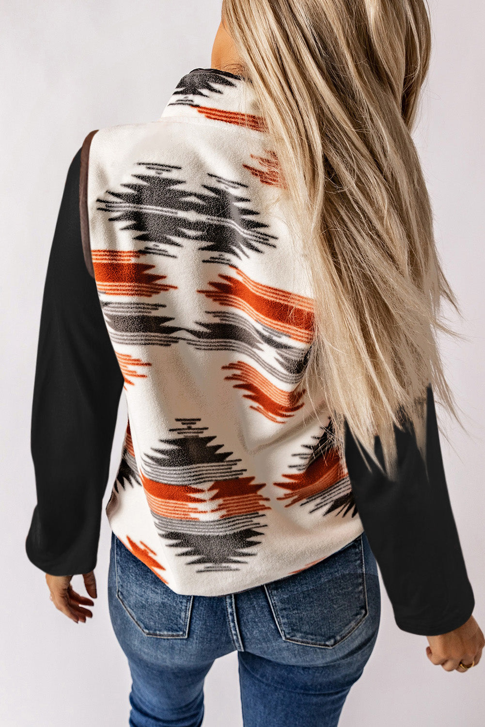 Fuzzy Aztec Western Vest Jacket